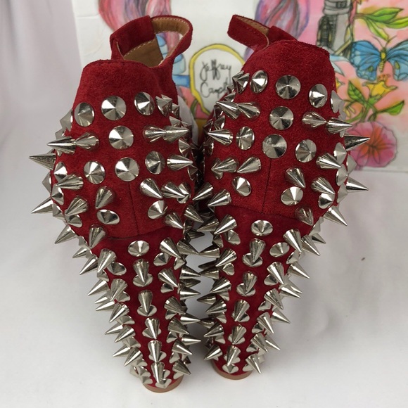 Jeffrey Campbell Foxy Spike Dark Red Suede Silver - Picture 5 of 7